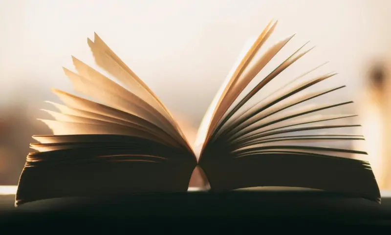 An open book on a table